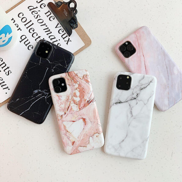 QY Marble Back Cover For Apple iPhone 11 Series (Black)